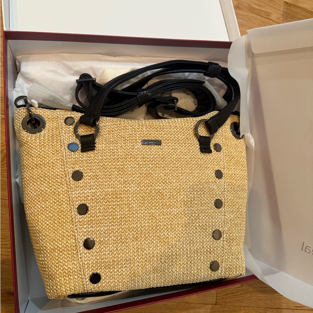 Hammitt Straw and Black Leather Satchel - Picture 8 of 9